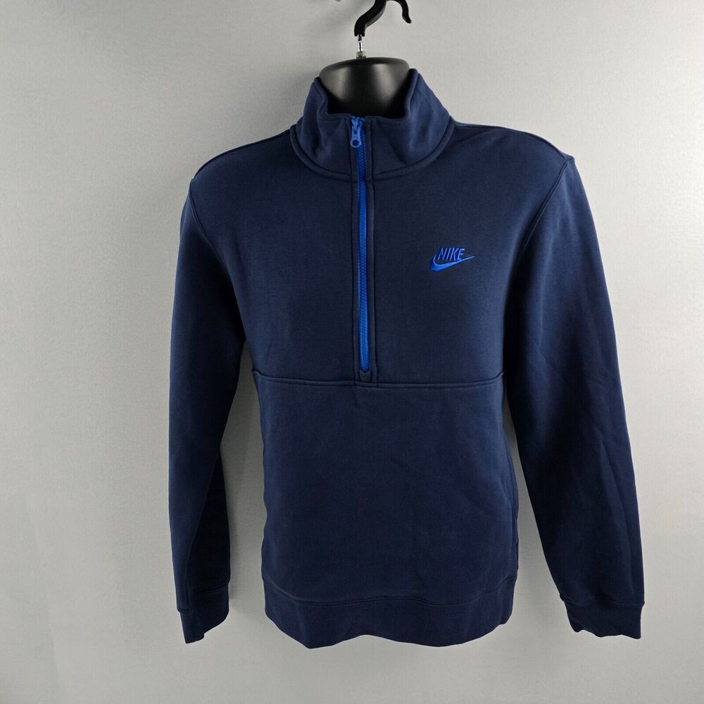 Nike Men's‎ Sportswear Club Brushed-Back 1/2 Zip Pullover blue DD4732 sweater S